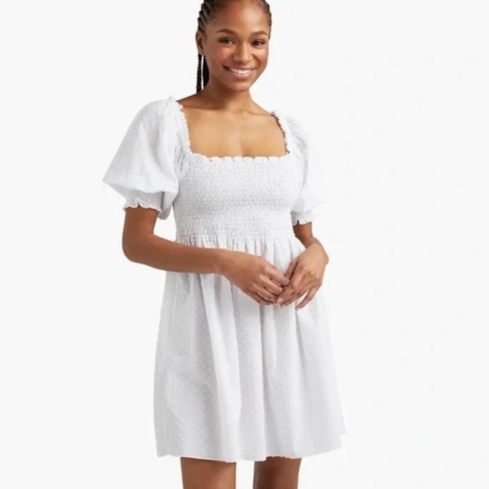Hill House Athena Nap Dress S NWT White Swiss Dot
